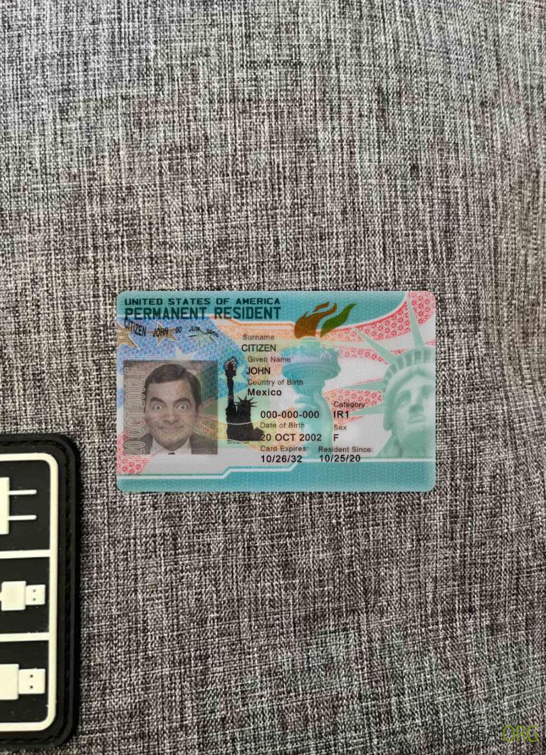 Nouvelle carte verte des États Unis, résident permanent 2023 photolook FRONT